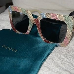 Gucci glitter rainbow striped sunglasses